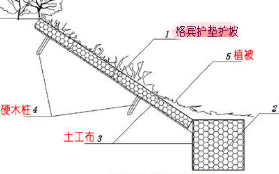 格賓護(hù)墊護(hù)坡示意圖